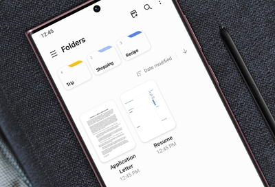 S22 folders and files in Samsung Notes
