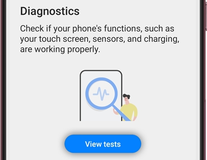 View Test button highlighted in diagnostics 