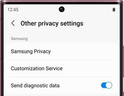Samsung privacy settings on a Galaxy phone