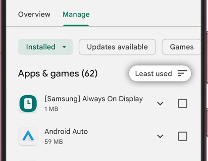 Last used selected in the sort by icon in Play Store
