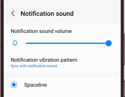 A list of Notification sounds on a Galaxy phone