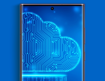 Blue Cloud logo on a Galaxy phone screen