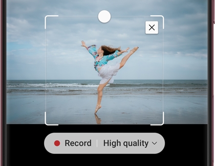 Record and High quality options displayed on a Galaxy phone