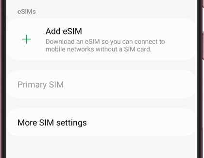 Using eSIMs in the Settings 