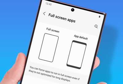 App switched on for full screen.