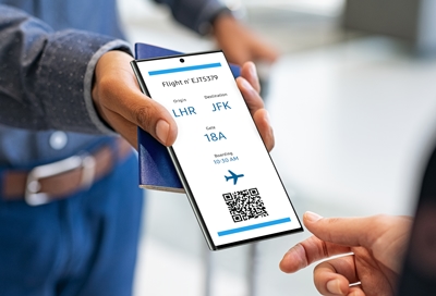Check out boarding passes airport on Galaxy phone