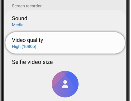 A list of Screen recorder settings on a Galaxy phone