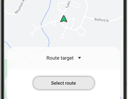 Tap Select route on Samsung Health app