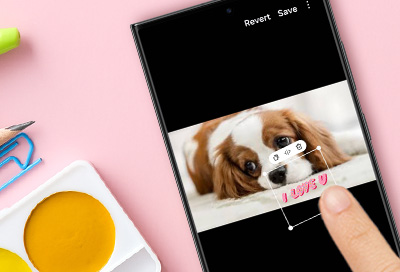 Decorating a photo using sticker on Galaxy S23 ultra