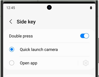 A list of options for Side key on a Galaxy phone