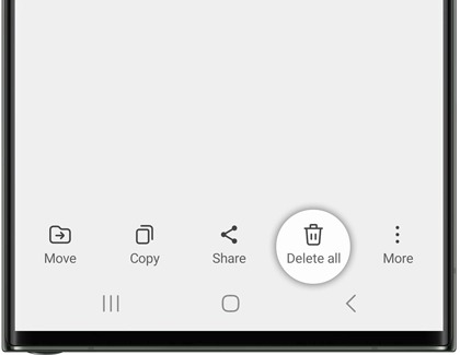 Delete all option highlighted in My Files on a Galaxy phone