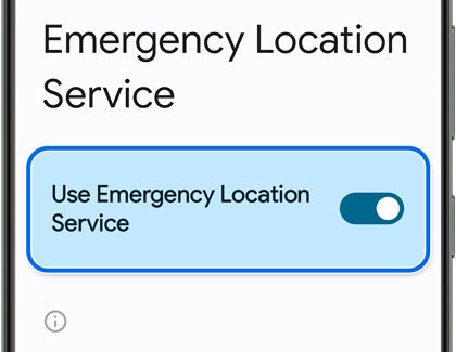Use Emergency Location Service button turned on on a galaxy S23 screen