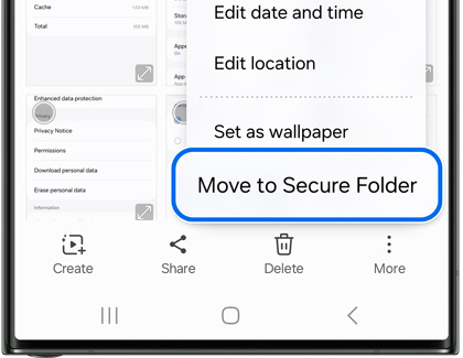 Move to Secure Folder highlighted on a Galaxy phone