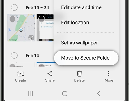 Move to Secure Folder highlighted on a Galaxy phone