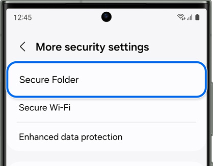 Secure Folder highlighted on a Galaxy phone