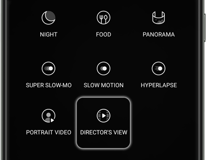 Director's view highlighted in Camera menu