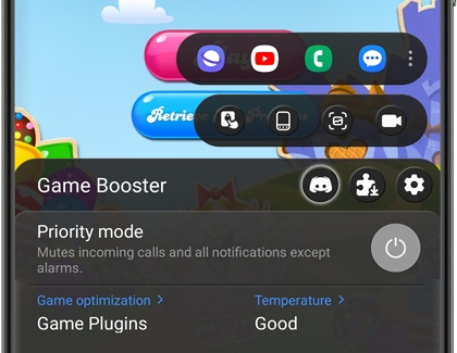 Discord icon highlighted on the Game Booster menu