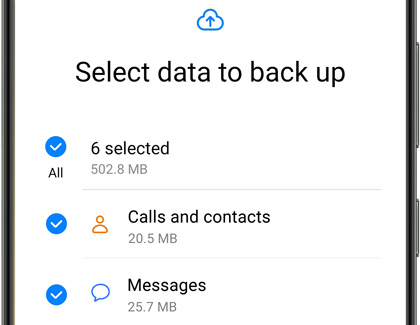Select data to back up on Galaxy S23