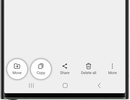 Move and Copy option highlighted in My Files on a Galaxy phone