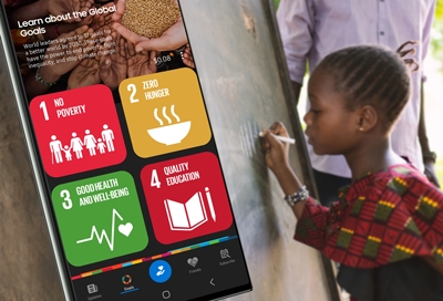 Support Global Goals donate on Galaxy phone