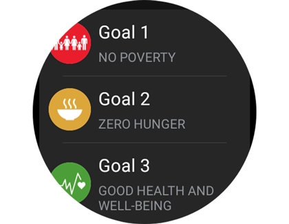 Samsung Global Goals app on Galaxy watch