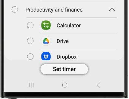 App timers settings screen for Digital Wellbeing