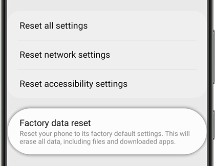 Tap Factory data reset on Galaxy phone