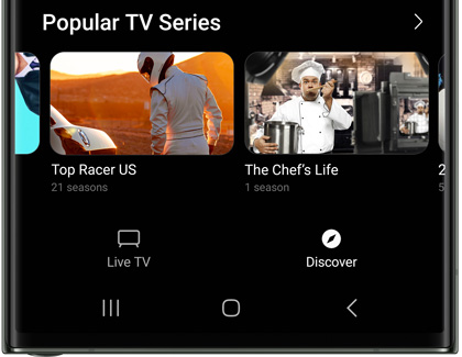Samsung TV Plus Discover tab screen on Galaxy S23