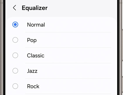 Normal selected in the Equalizer screen