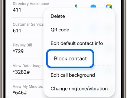 Block contact highlighted