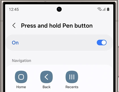 Press and hold Pen button settings screen