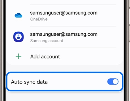 Auto sync data highlighted and activated