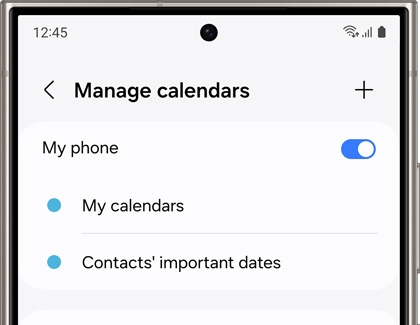 Manage calendars screen