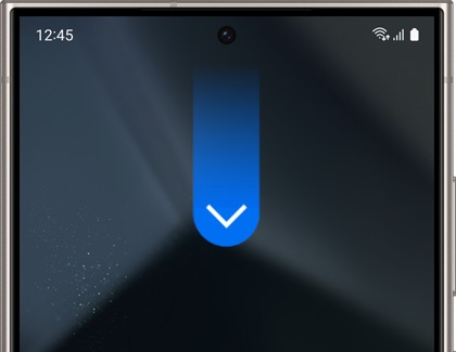 Swipe down indicator displayed on the home screen of a Galaxy phone