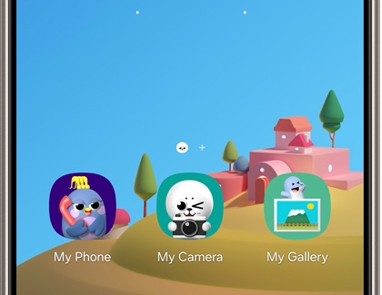 My Phone, My Camera, and My Gallery displayed in the Samsung Kids app