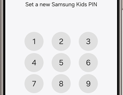 Set a new Samsung Kids PIN displayed on a Galaxy phone