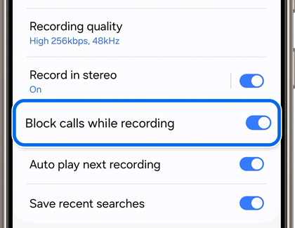 Block calls while recording highlighted