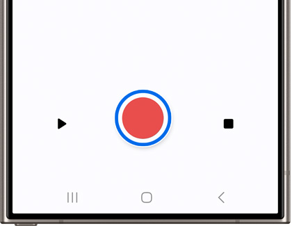 Red record button highlighted in the Voice Recorder app.