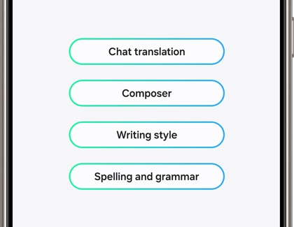 Writing Assist displaying Chat translation, Composer, Writing style, and Spelling and grammar