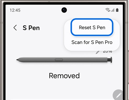 Reset S Pen highlighted