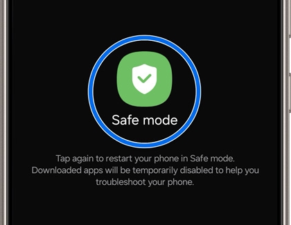 Safe mode highlighted on a Galaxy phone.