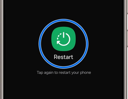 Restart icon highlighted on a Galaxy phone.