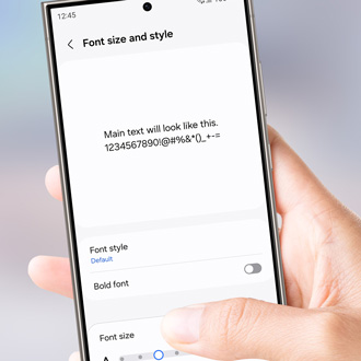 Font Size and Font style settings screen.