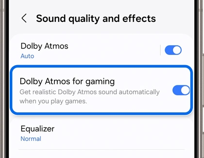 Dolby Atmos for gaming highlighted and the switch turned on