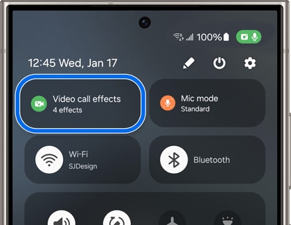 Video call effects highlighted in Quick settings