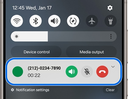 Video call notification highlighted in the notifications panel