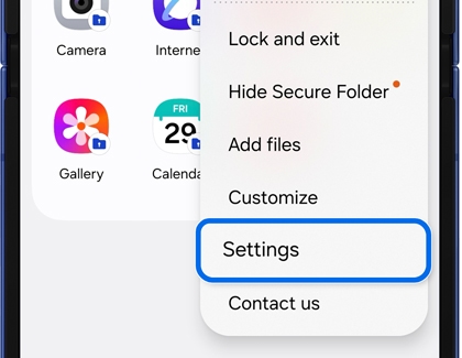 Secure Folder settings option highlighted on the Galaxy Z Flip7.
