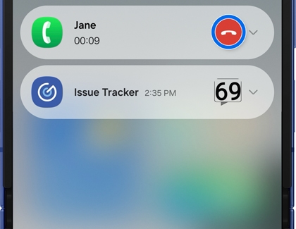 Incoming call displayed on Samsung Galaxy Z Flip7 cover screen with green and red call buttons.