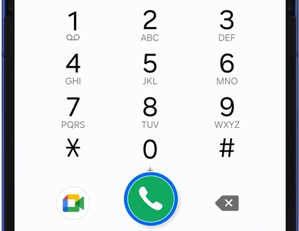 Dial pad open with the call button highlighted on a Galaxy Z Flip7.