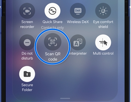Quick panel showing Scan QR code option.